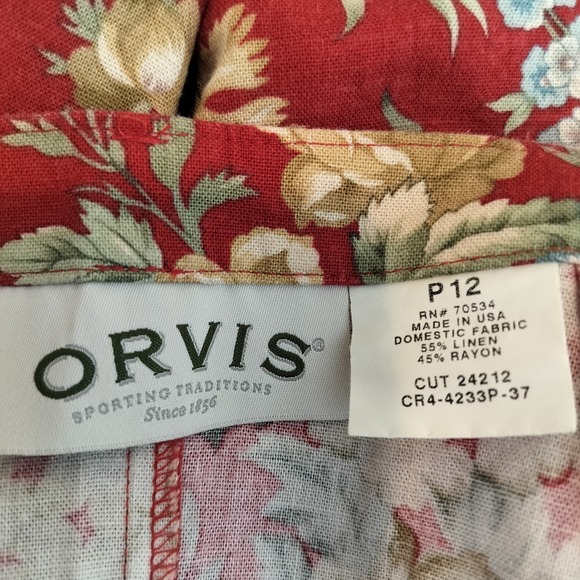 Orvis Vintage Maxi Skirt Red Garden Floral Linen Blend Button Up - Picture 12 of 12
